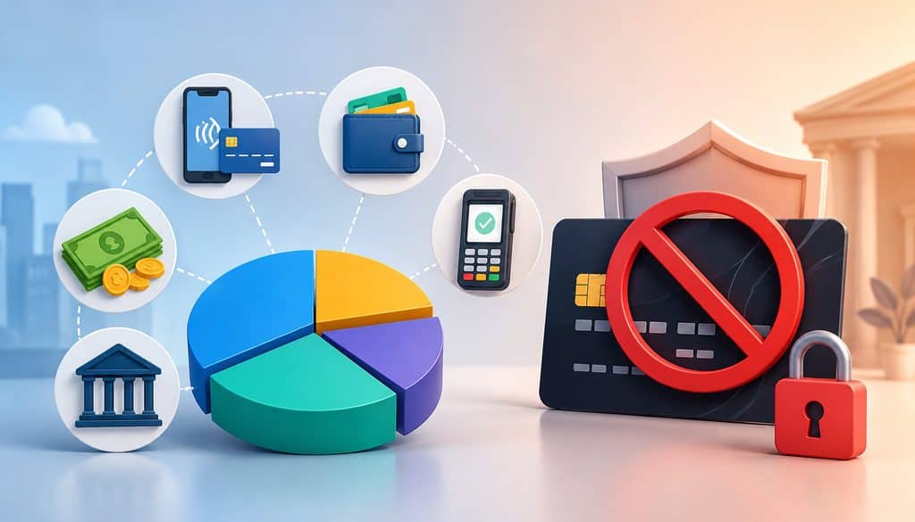 Payment mix and credit card restrictions illustration